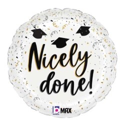 BALLON METALLIQUE ROND  HAPPY CONGRATS 46 CM 