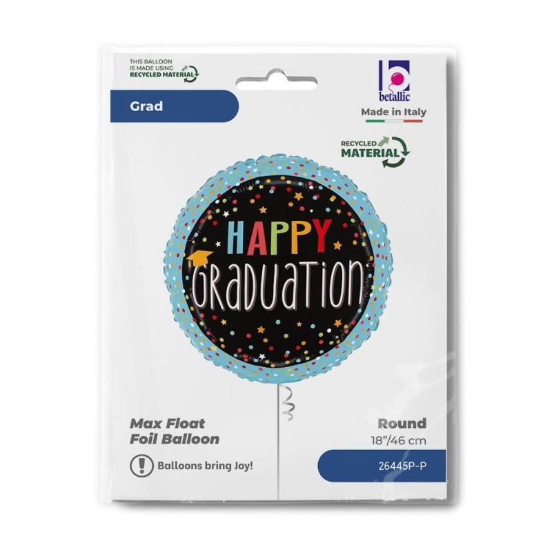 BALLON METALLIQUE ROND  HAPPY CONGRATS 46 CM  BALLON METALLIQUE ROND  HAPPY CONGRATS 46 CM