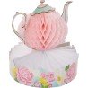 1 CENTRE DE TABLE EN PAPIER ALVEOLE THEIERE TEA TIME 24 X 25 CM