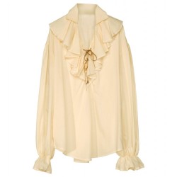 CHEMISE BEIGE A JABOT PIRATE OU RENAISSANCE TAILLE XL