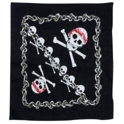 BANDANA NOIR IMPRESSION TETE DE MORT PIRATE OU BIKER