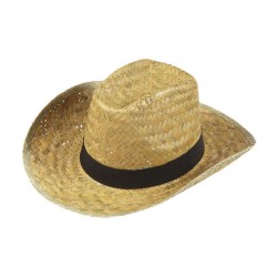 CHAPEAU  EN PAILLE NATURELLE RUBAN NOIR