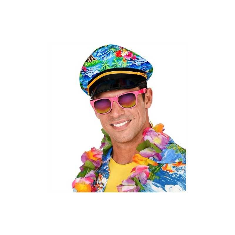 CASQUETTE CAPITAINE DE BATEAU IMPRIME TISSU HAWAI