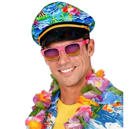 CASQUETTE CAPITAINE DE BATEAU IMPRIME TISSU HAWAI 