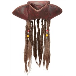 CHAPEAU TRICORNE PIRATE DES CARAIBES AVEC DREAD