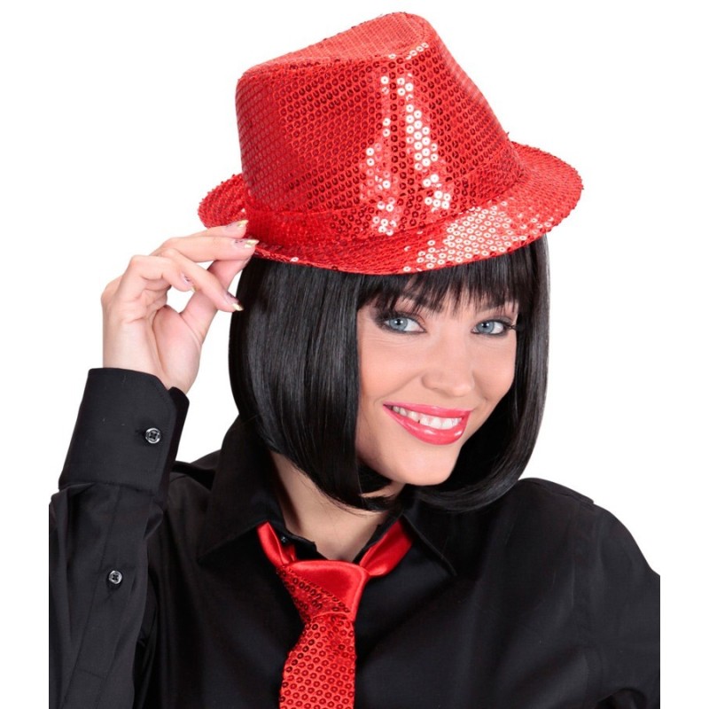 CHAPEAU BORSALINO A SEQUINS ROUGE CHAPEAU BORSALINO A SEQUINS ROUGE