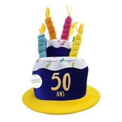CHAPEAU ANNIVERSAIRE GATEAU 50 ANS 