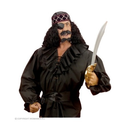 DEGUISEMENT CHEMISE PIRATE OU RENAISSANCE NOIRE A RUCHE HOMME TAILLE  M/L