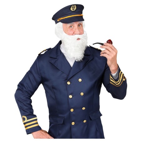 SET CAPITAINE DE BATEAU HADDOCK BLEU CASQUETTE , BARBE ET PIPE