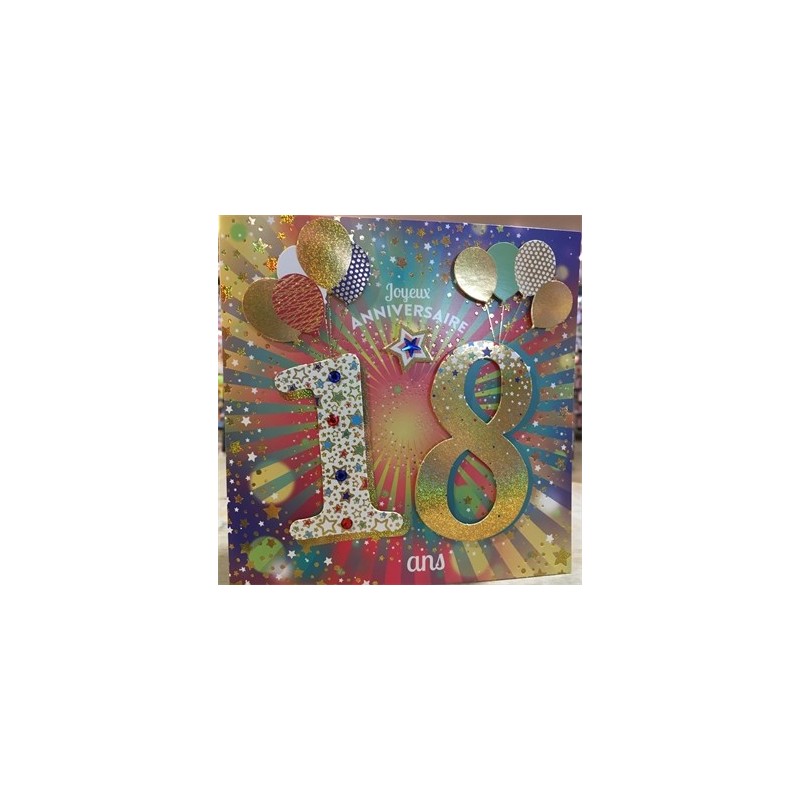 CARTE DOUBLE ANNIVERSAIRE 18 ANS COLL'AGE 18 X 18 CM CARTE DOUBLE ANNIVERSAIRE 18 ANS COLL'AGE 18 X 18 CM