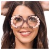 LUNETTES A FLEURS ET STRASS ROSES 14CM X 15CM X 6CM LUNETTES A FLEURS ET STRASS ROSES 14CM X 15CM X 6CM