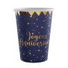 10 GOBELETS BLEU NUIT JOYEUX ANNIVERSAIRE  OR 10 GOBELETS BLEU NUIT JOYEUX ANNIVERSAIRE  OR