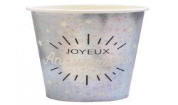 10 GOBELETS ARGENT JOYEUX ANNIVERSAIRE BLANC ET NOIR