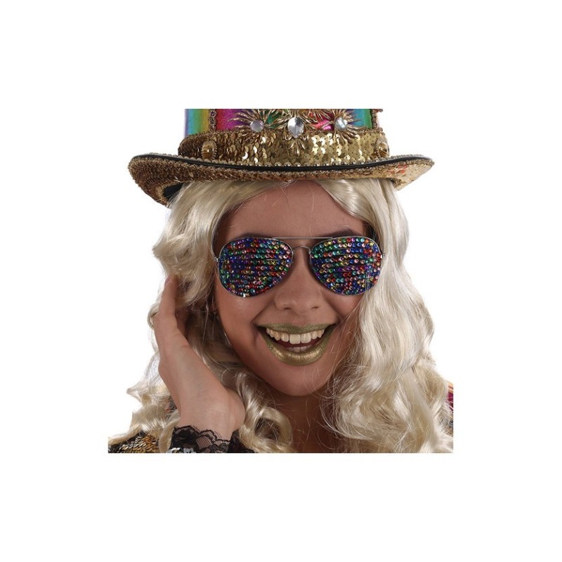 LUNETTES CRAZY CABARET FOME PILOTE A STRASS MULTICOLORES