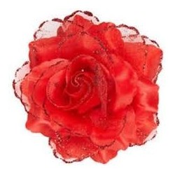 BARRETTE AVEC ROSE ROUGE