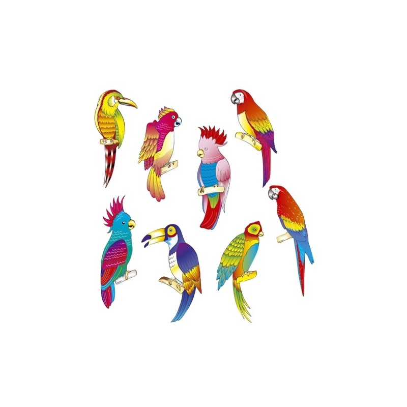 DECORATION 8 OISEAUX TROPICAL  DECORATION 8 OISEAUX TROPICAL