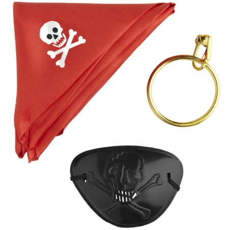 SET PIRATE ( BANDANA, CACHE-OEIL, BOUCLE D'OREILLES) 