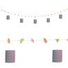 GUIRLANDE LANTERNE ROSE ET VERT AVEC DES FLEURS 