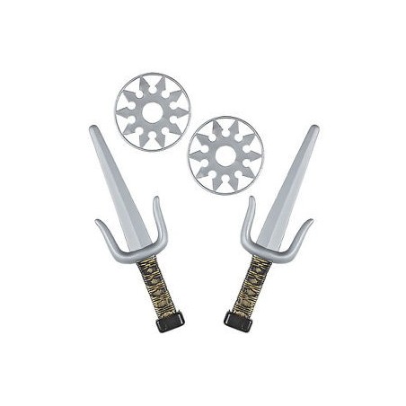 SET NINJA ARMES EN PLASTIQUE SHURIKEN ET SAI