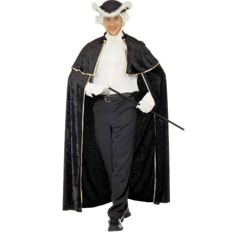 DEGUISEMENT CAPE JABOT VENITIEN NOIR ET OR EN VELOUR 142 CM
