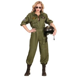 DEGUISEMENT FEMME PILOTE DE CHASSE COMBINAISON VERTE TAILLE S