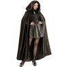 DEGUISEMENT CAPE SATIN NOIRE A CAPUCHE 145 CM