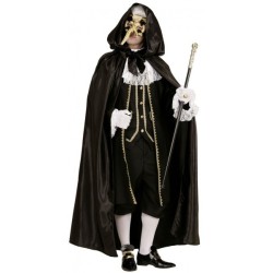 DEGUISEMENT CAPE SATIN NOIRE A CAPUCHE 145 CM