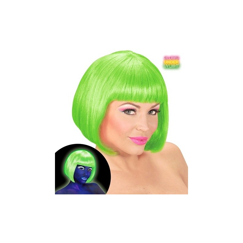 PERRUQUE CARRE AVEC FRANGE VALENTINA VERT FLUO  PERRUQUE CARRE AVEC FRANGE VALENTINA VERT FLUO