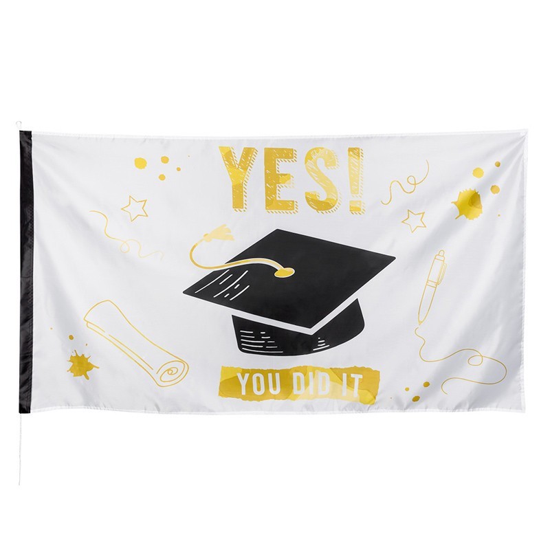 DRAPEAU POUR REMISE DE DIPLOME EN TISSU YES YOU DID IT!
