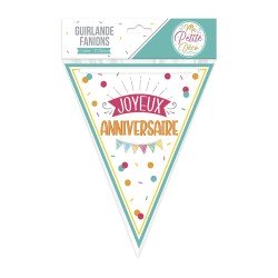 GUIRLANDE DE 10 FANIONS JOYEUX ANNIVERSAIRE MULTICOLORE 3M