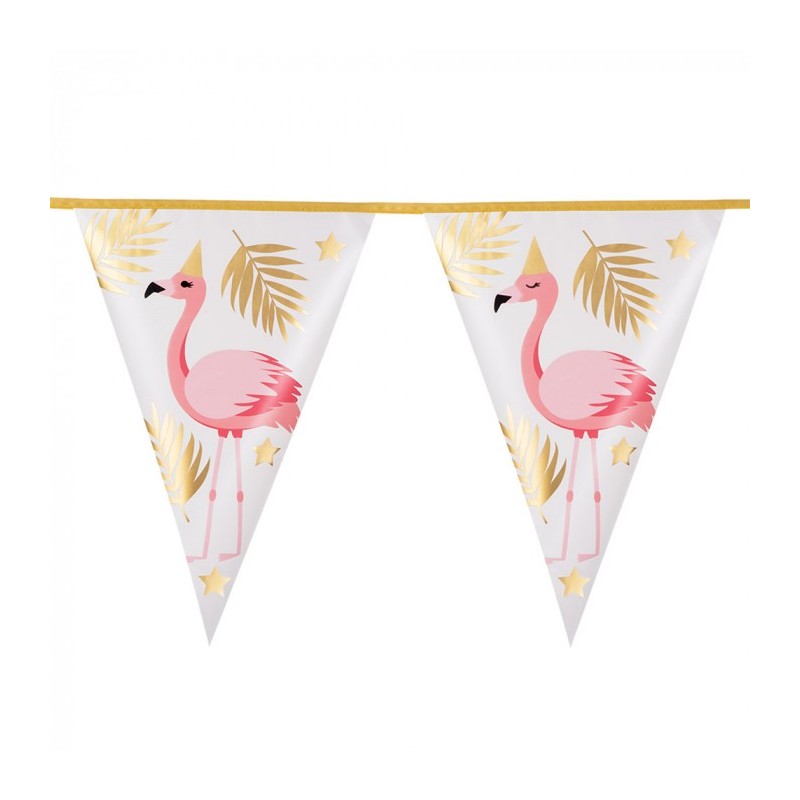 GUIRLANDE FANIONS FLAMANTS ROSE 4 METRES  GUIRLANDE FANIONS FLAMANTS ROSE 4 METRES