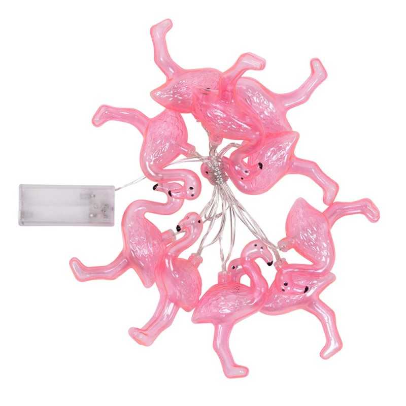GUIRLANDE LUMINEUSE DE 10 LEDS DE FLAMANT ROSE 140 CM 