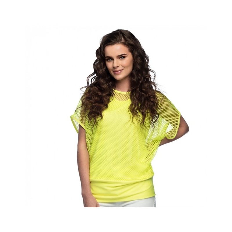TOP EN RESILLE JAUNE FLUO TAILLE M-L TOP EN RESILLE JAUNE FLUO TAILLE M-L