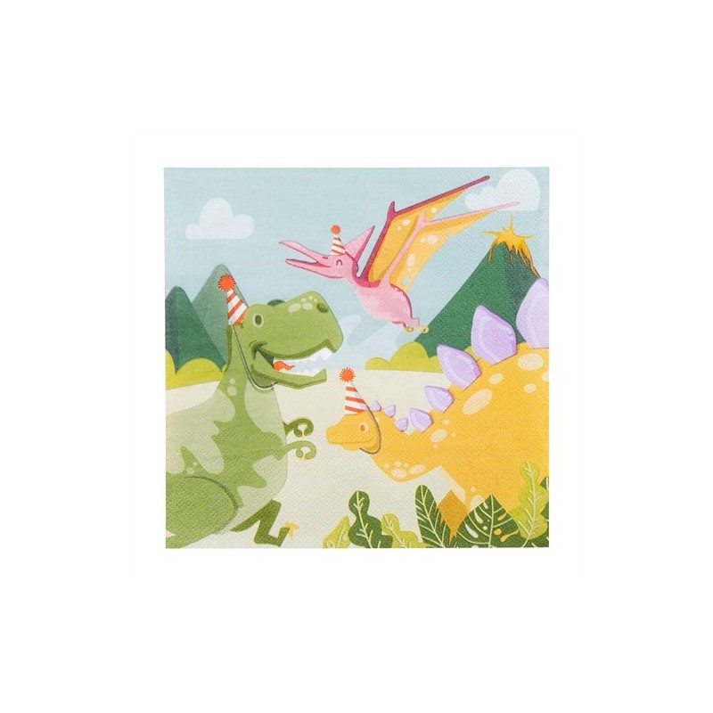 20 SERVIETTES DINOSAURES DINO PARTY  33 X 33 CM 20 SERVIETTES DINOSAURES DINO PARTY  33 X 33 CM