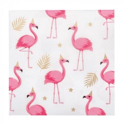 20 SERVIETTES FLAMANT ROSE 33 X 33 CM