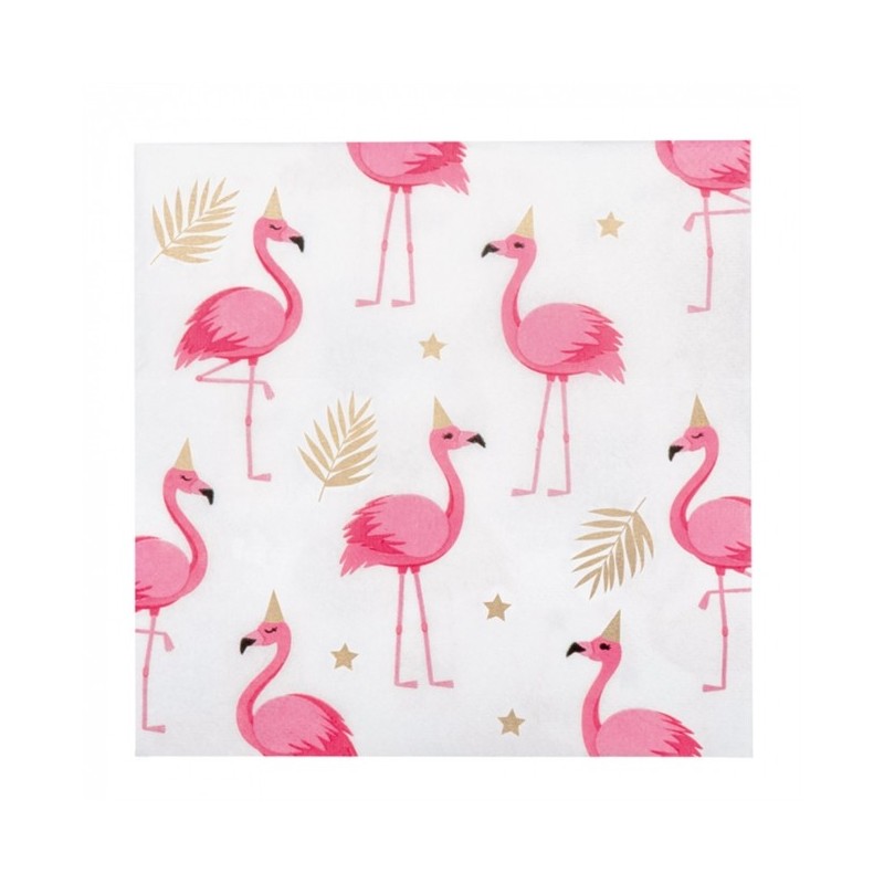 20 SERVIETTES FLAMANT ROSE 33 X 33 CM  20 SERVIETTES FLAMANT ROSE 33 X 33 CM