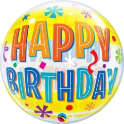 BALLON BUBBLE 56 CM HAPPY BIRTHDAY 