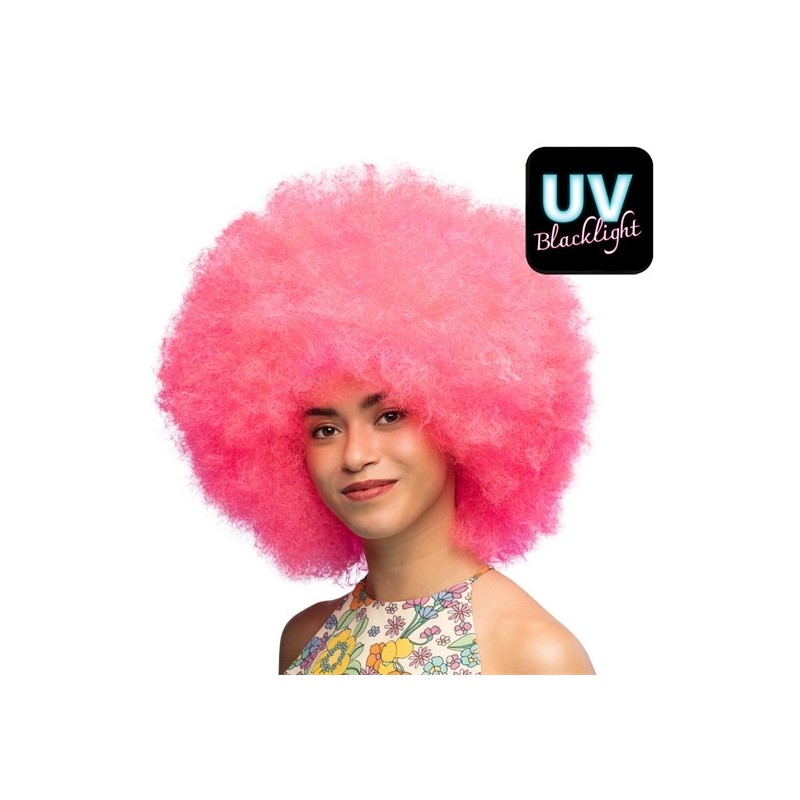 PERRUQUE SUGAR AFRO BOUCLEE ROSE FLUO PERRUQUE SUGAR AFRO BOUCLEE ROSE FLUO