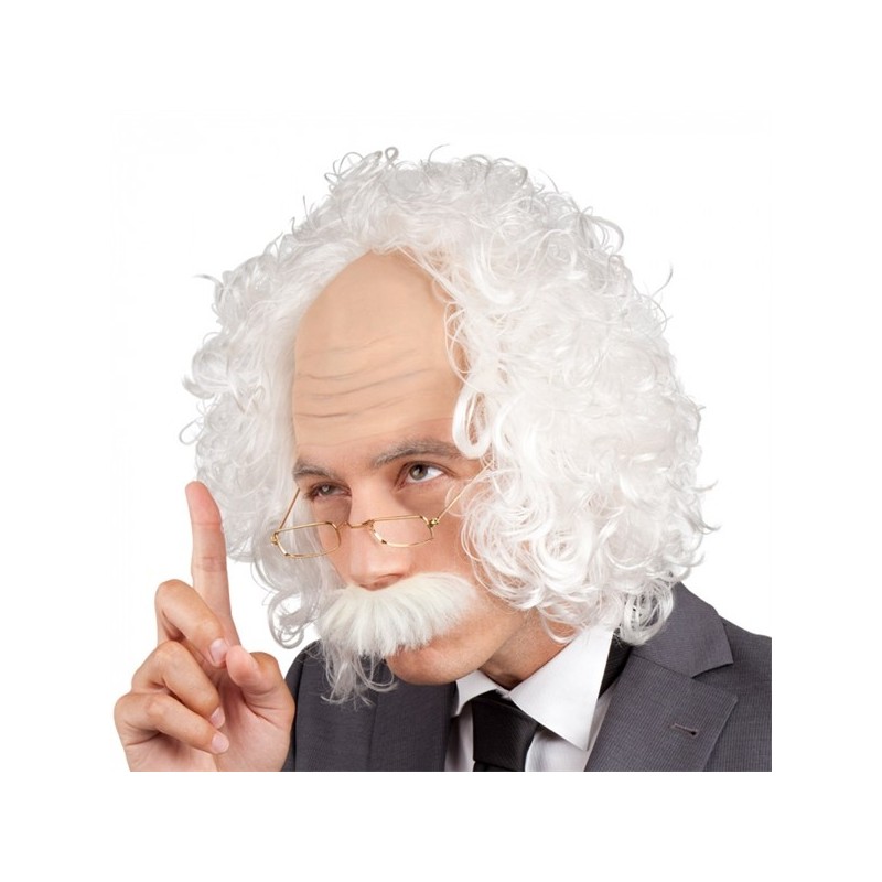 PERRUQUE PROFESSEUR OU SAVANT ALBERT AVEC MOUSTACHE ET LUNETTES PERRUQUE PROFESSEUR OU SAVANT ALBERT AVEC MOUSTACHE ET LUNETTES