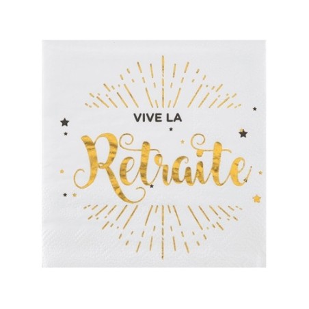 20 SERVIETTES VIVE LA RETRAITE 25 X 25 CM