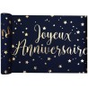CHEMIN DE TABLE JOYEUX ANNIVERSAIRE BLEU NUIT ET OR 3 METRES CHEMIN DE TABLE JOYEUX ANNIVERSAIRE BLEU NUIT ET OR 3 METRES