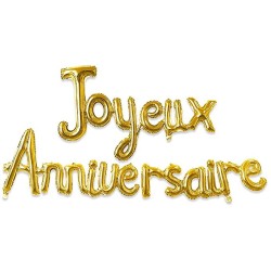GUIRLANDE BALLON  JOYEUX ANNIVERSAIRE OR 3 METRES