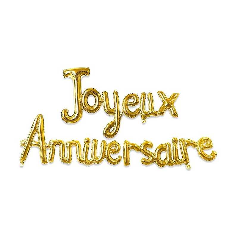 GUIRLANDE BALLON JOYEUX ANNIVERSAIRE OR 3 METRES 