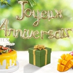 GUIRLANDE BALLON JOYEUX ANNIVERSAIRE OR CHAMPAGNE 3 METRES 
