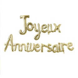 GUIRLANDE BALLON JOYEUX ANNIVERSAIRE OR CHAMPAGNE 3 METRES 