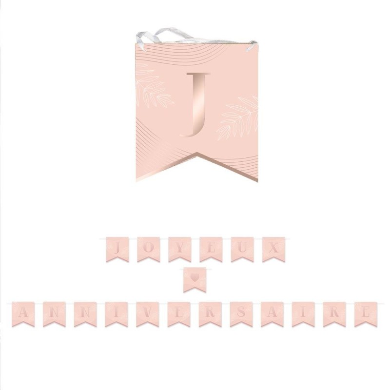 GUIRLANDE FANIONS JOYEUX ANNIVERSAIRE LETTRES ROSE GOLD 3 METRES PARTY BLUSH GUIRLANDE FANIONS JOYEUX ANNIVERSAIRE LETTRES ROSE GOLD 3 METRES PARTY BLUSH