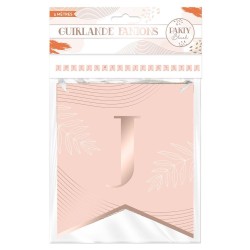 GUIRLANDE FANIONS JOYEUX ANNIVERSAIRE LETTRES ROSE GOLD 3 METRES PARTY BLUSH