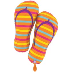 BALLON METALLIQUE TONGS DE PLAGE RAYEES 76 CM