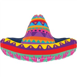 BALLON METALLIQUE CHAPEAU SOMBRERO MULTICOLORE 86 CM