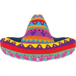 BALLON METALLIQUE CHAPEAU SOMBRERO MULTICOLORE 86 CM